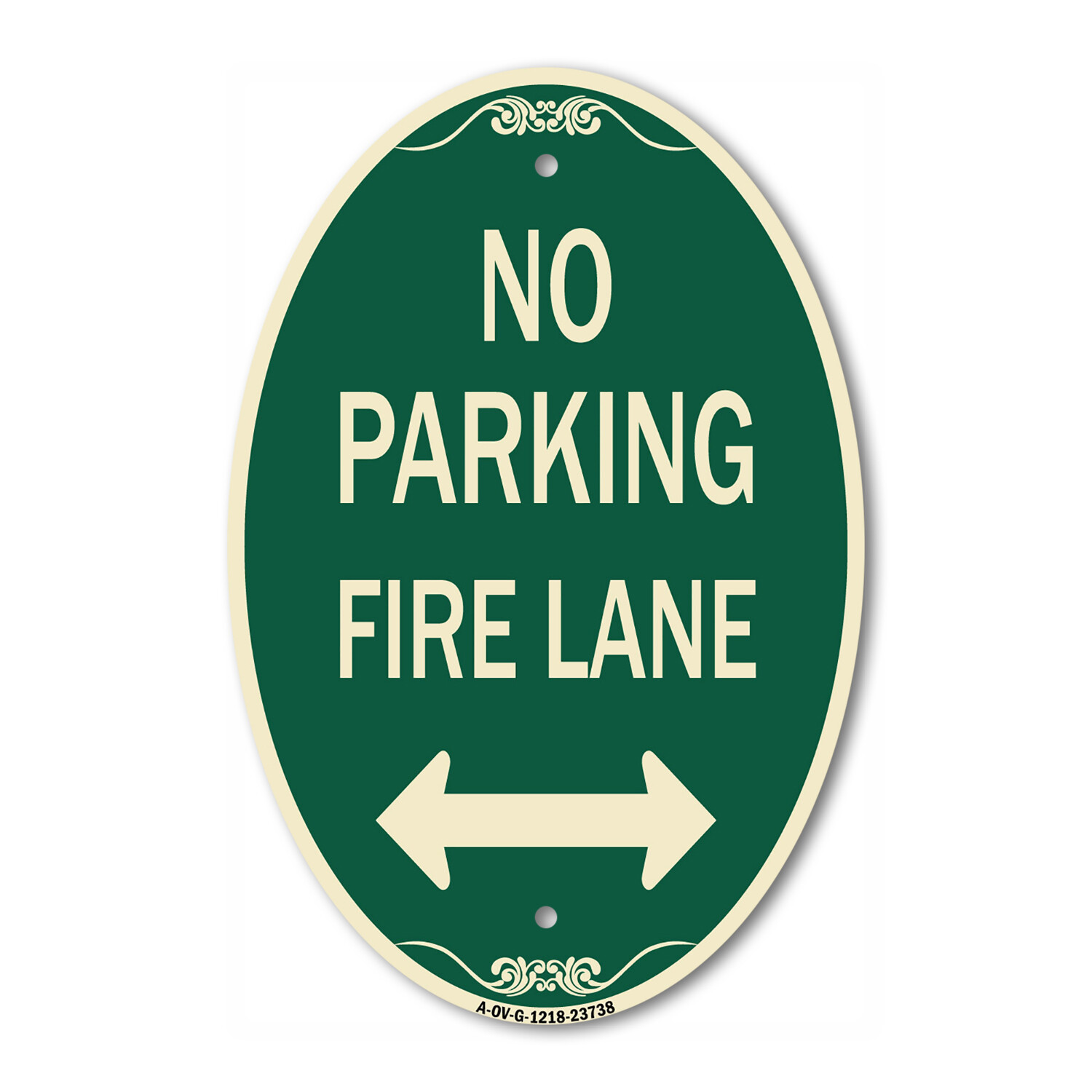 No Parking Fire Lane (With Bidirectional Arrow) 12″ x 18″ Aluminum Oval Sign