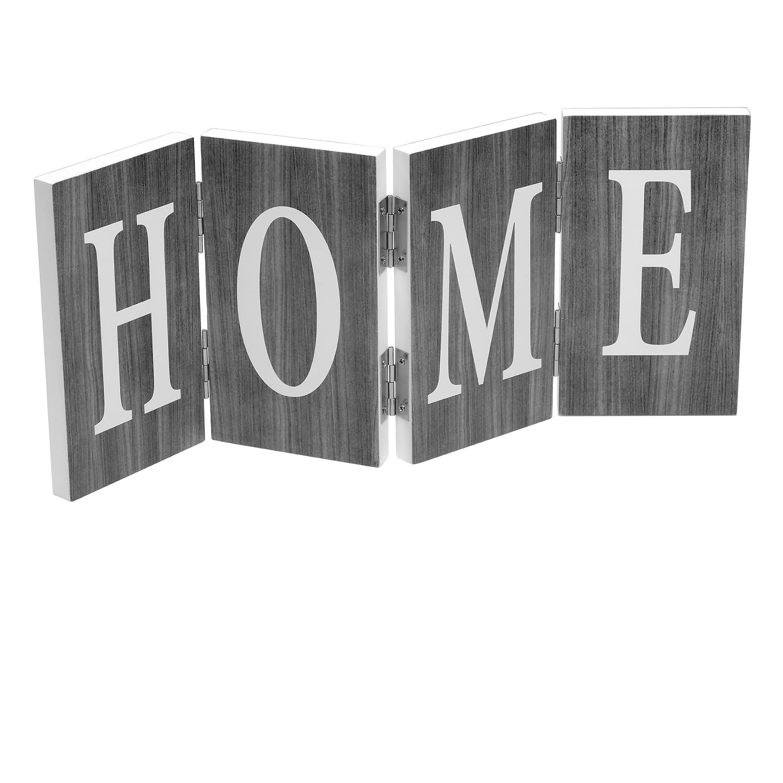 Gray Woodgrain Hinged Accordion Sign Home Decor Durable Wood Construction