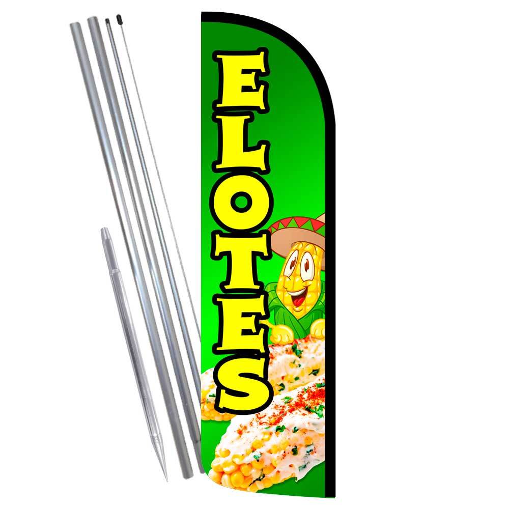 ELOTES Premium Windless Feather Flag Bundle (Complete Kit) OR Optional Replaceme