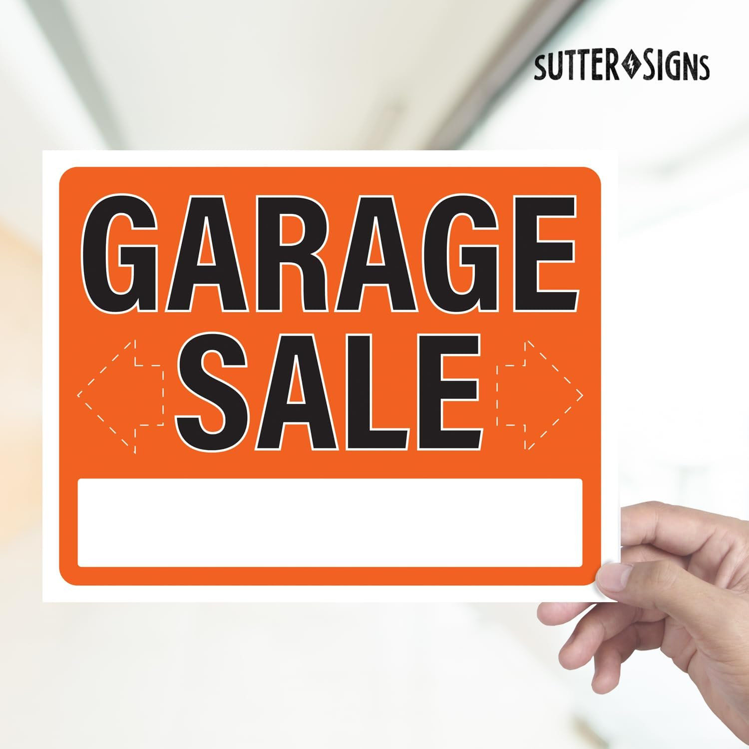 4Pk Garage Sale Signs | Large Weatherproof Plastic Signs with Fill in Arrows and