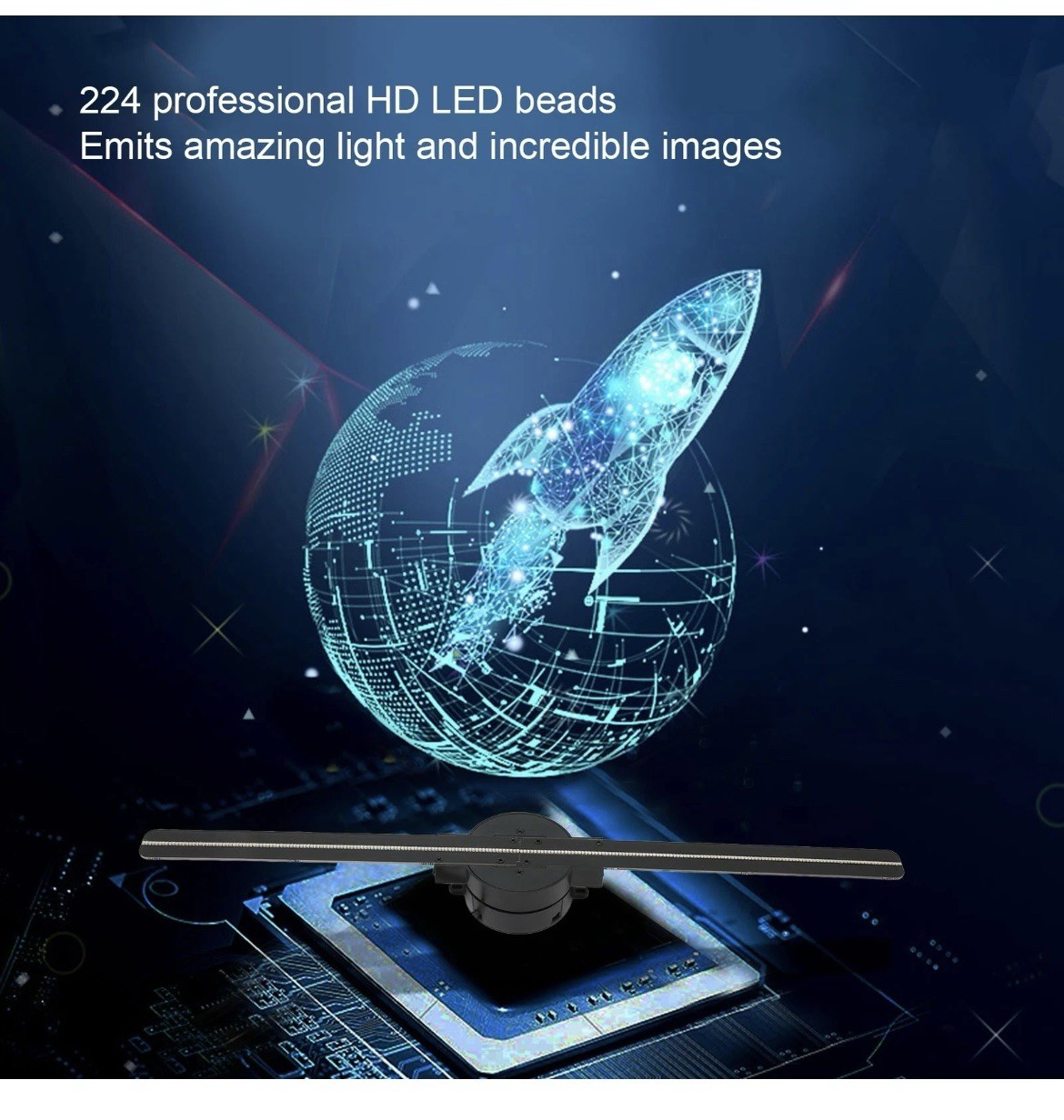 42CM Wifi 3D Holographic Projector LED Hologram Fan Advertising Player