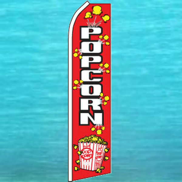 POPCORN FEATHER FLUTTER FLAG Food Concession Swooper Advertising Sign Bow Banner