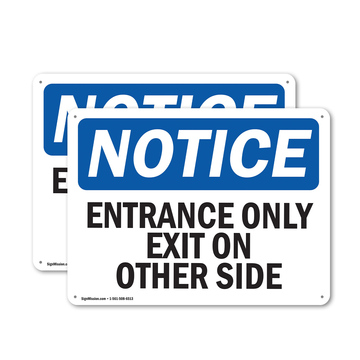 (2 Pack) Entrance Only Exit On Other Side OSHA Notice Sign Decal Metal Plastic