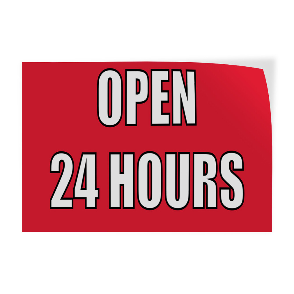 Decal Stickers Open 24 Hours Outdoor Advertising Printing E Store Sign Label