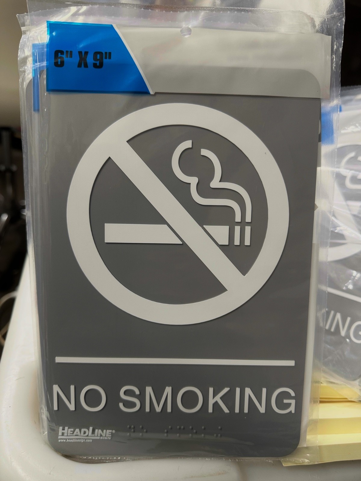 U.S. Stamp & Sign Headline® ADA “NO SMOKING” Sign, Gray/White, 6″ x 9″ 2PK