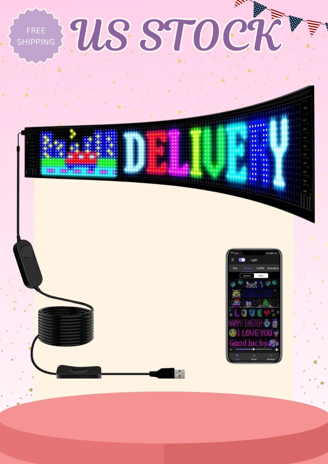 Programmable LED Message Board – 23×4″ Digital Scrolling Sign with App Control