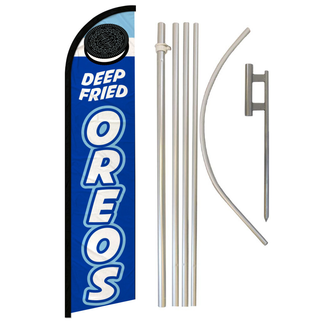 Deep Fried Oreos Windless Banner Swooper Flag Pole Kit Concession Food