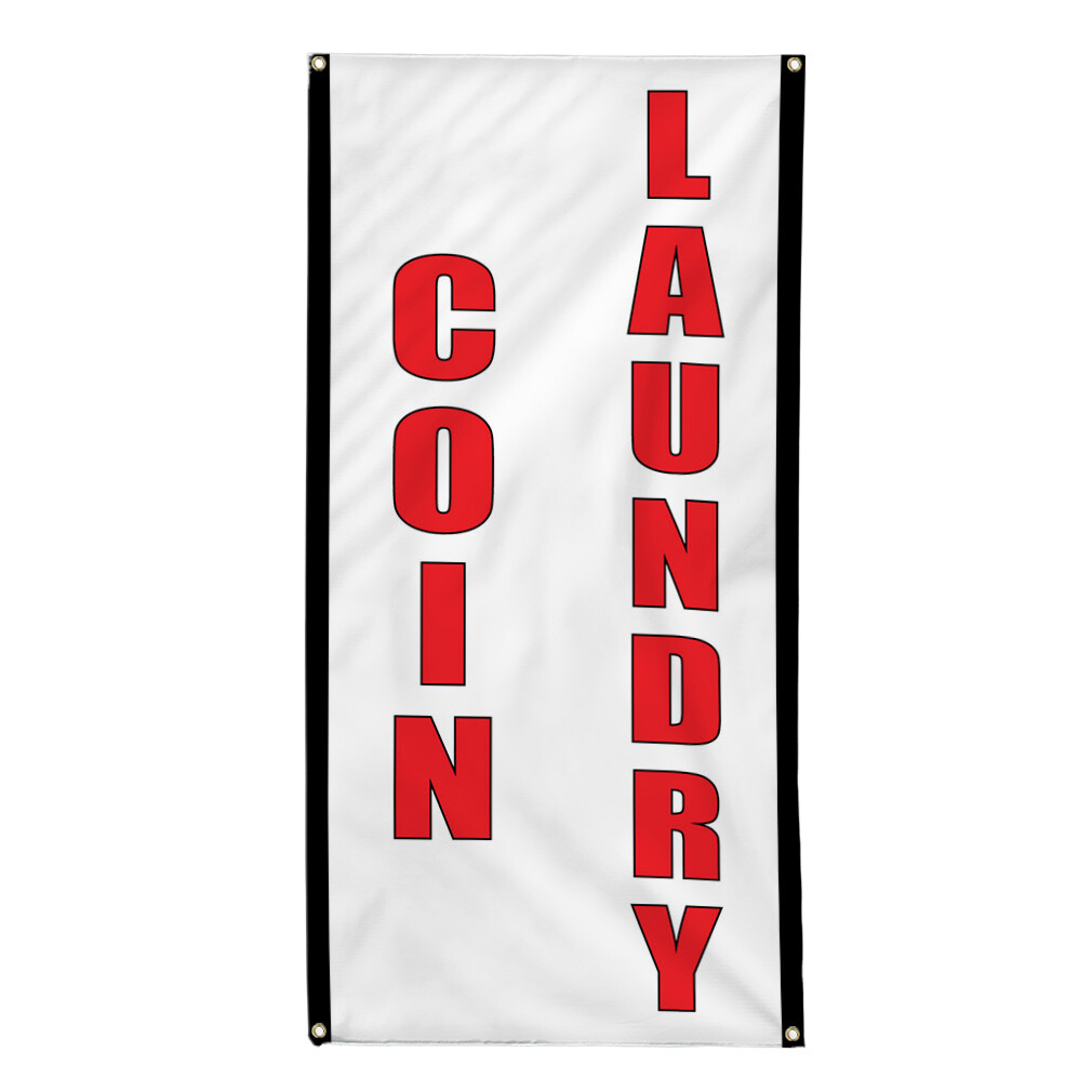 Vertical Vinyl Banner Multiple Sizes Coin Laundry Business Business Outdoor