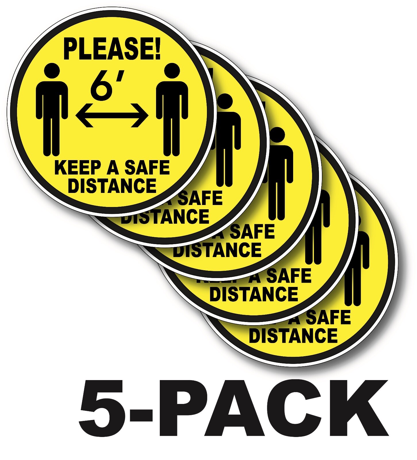 5-Pack Social Distance Distancing Pandemic graphic sticker decal 3.5″ diameter
