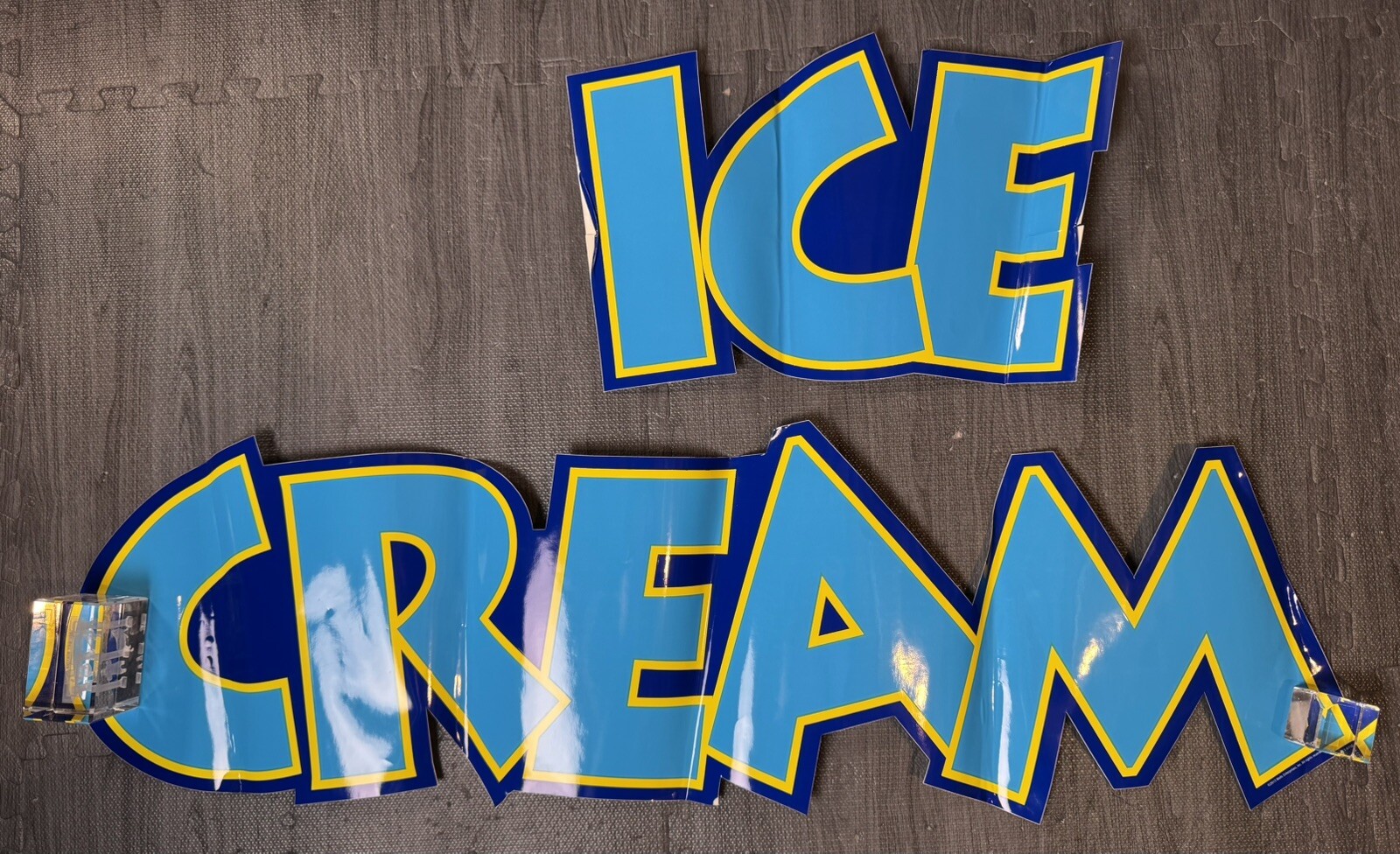 ICE CREAM Truck Signage – Large, Bright Blue & Yellow Letters (12″x60″)