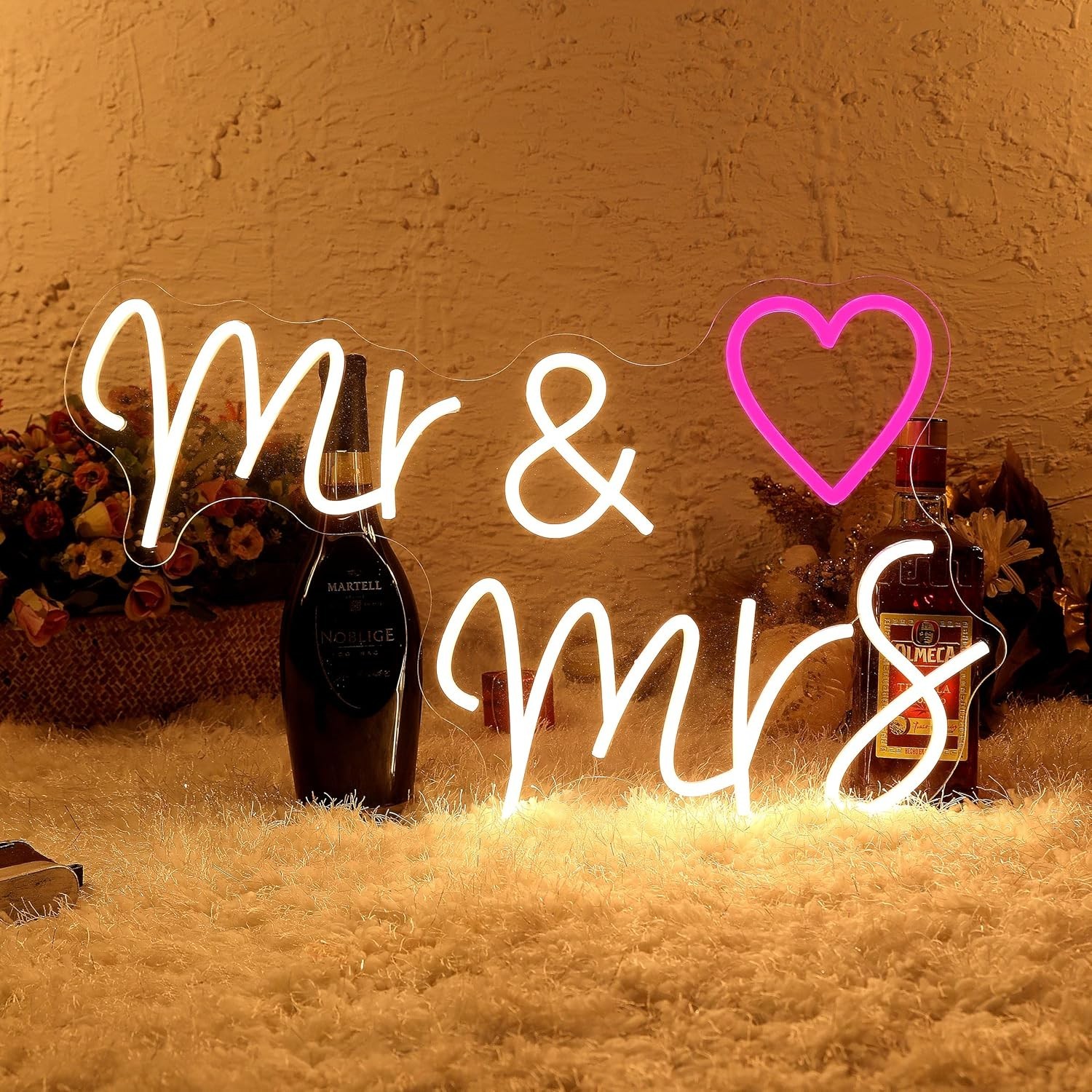 Led Neon Sign “Mr & Mrs” Heart 23″ x14″ Large 110V Wall Decor Wedding Party