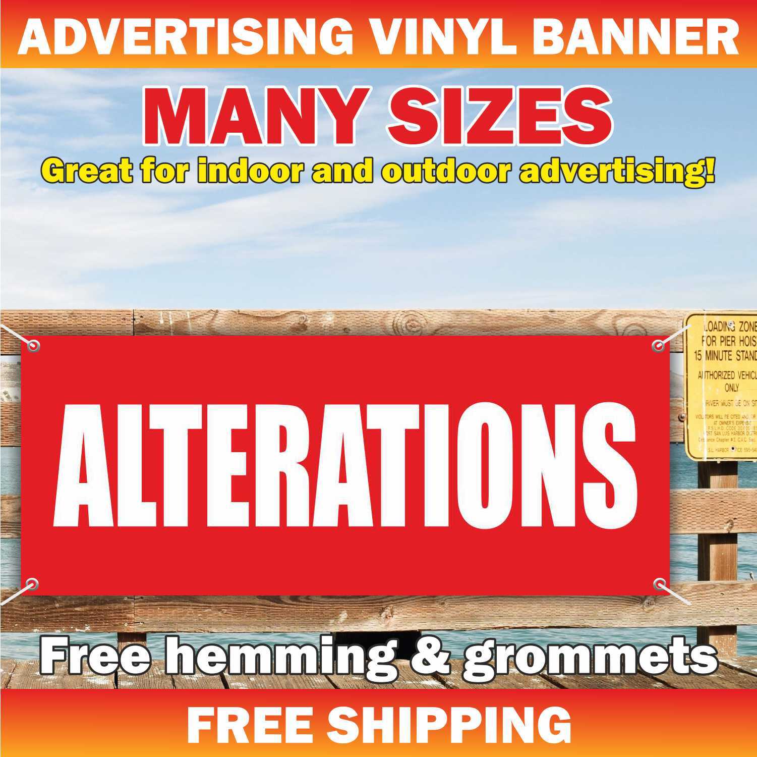 ALTERATIONS Advertising Banner Vinyl Mesh Sign for Dry Cleaners Laundry Tailor
