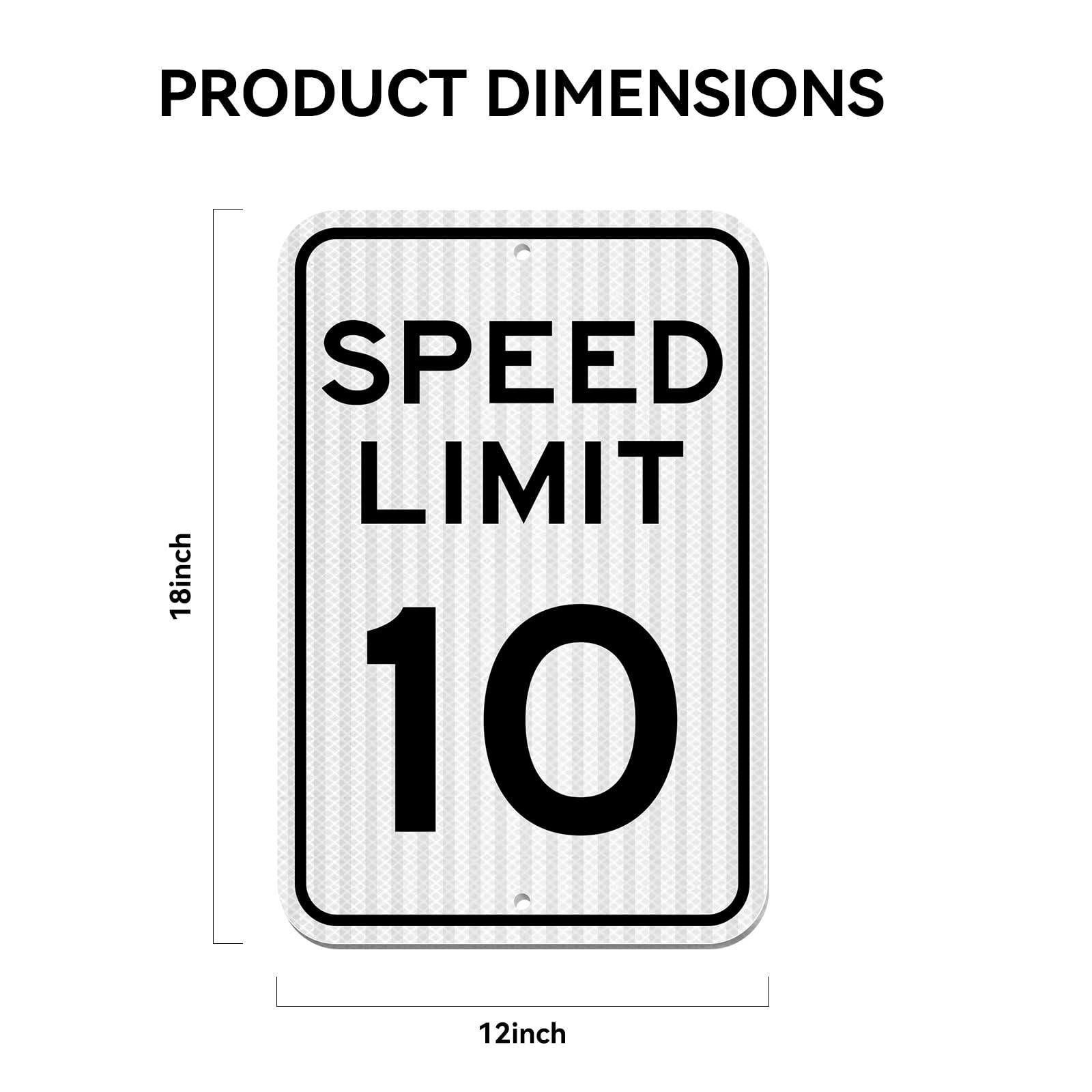 Speed â€‹â€‹Limit Sign 10 MPH, Slow Down Traffic Sign, 12″ x 18″, Reflective …