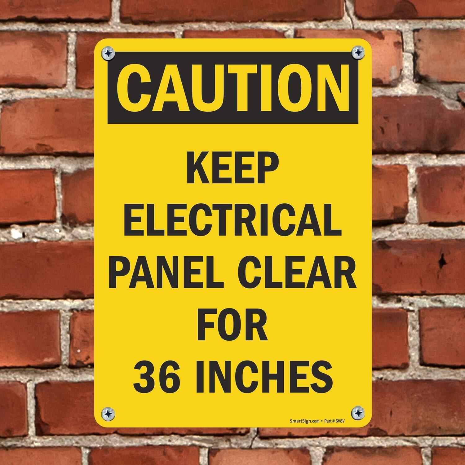 10×14 inch Caution Keep Electric Panel Clear for 36 Inches Plastic Sign