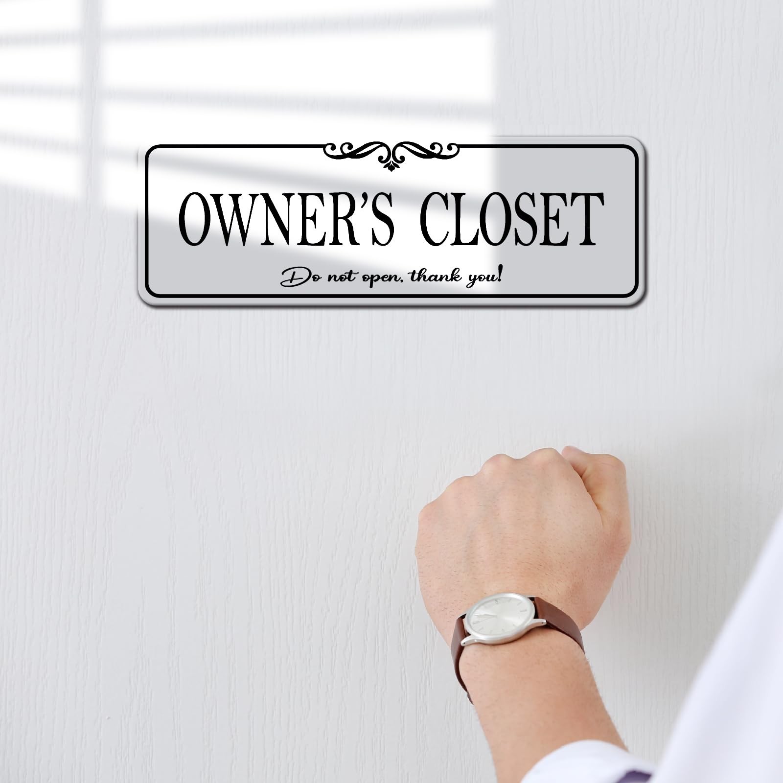 9×3 Inch Owners Closet SelfStick Acrylic Signage Door Decal Elegant White
