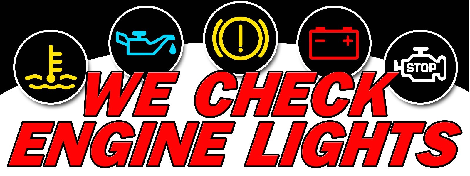 Check Engine Lights Banner 36″x96″ Free Shipping & Customization, Ready to Hang!