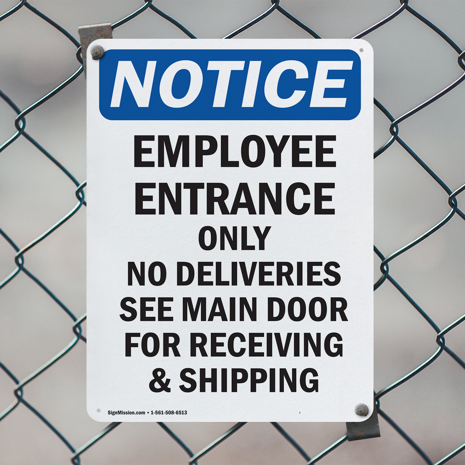 (2 Pack) Employee Entrance Only No Deliveries OSHA Notice Sign Decal Metal