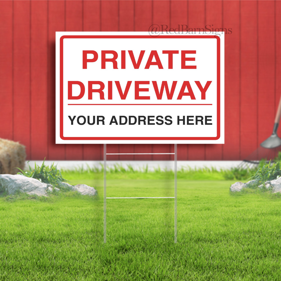 PERSONALISED PRIVATE DRIVEWAY Indoor Outdoor Yard Sign with metal stakes