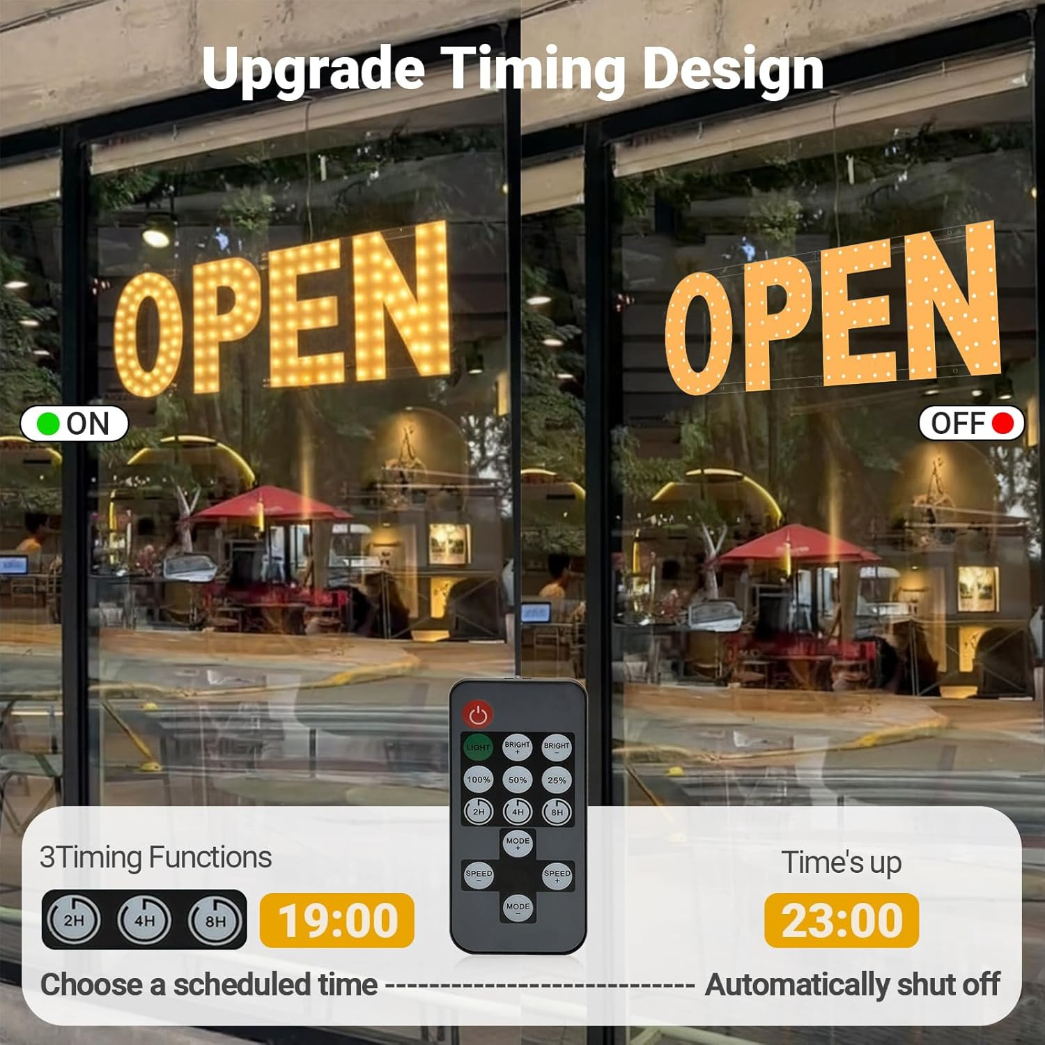 Dimmable 48″ LED Open Sign – Warm White Light for Business & Storefronts