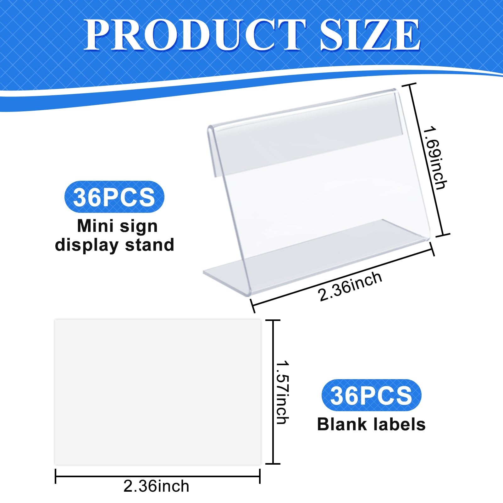 SBYURE 36 Mini Acrylic Sign Holder Name Card Price Tag Label clear