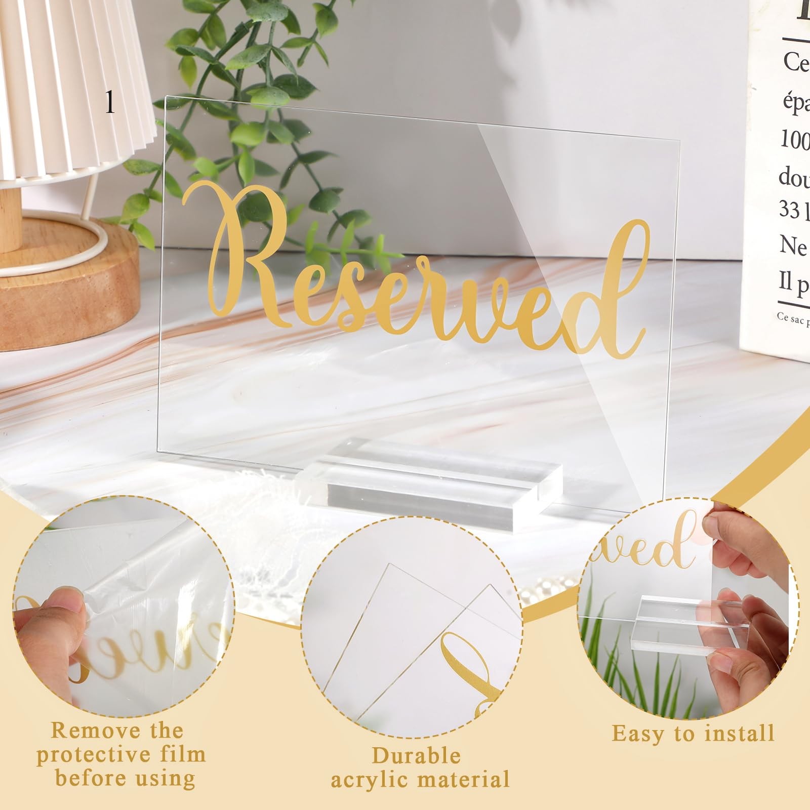 10 Set Acrylic Reserved Table Signs Clear Wedding Reserved Signs with Holder …