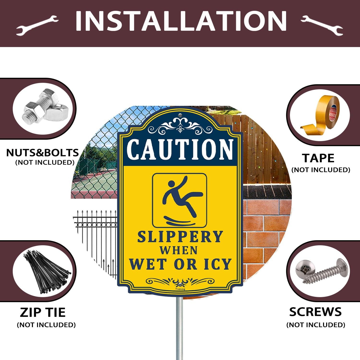 Caution Slippery When Wet Icy Sign 12×8 Inches Reflective Aluminum 2 PCS