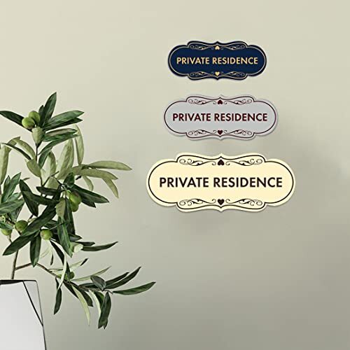 Designer Private Residence Sign (Red) – Large 1 Pack Assorted Sizes , Colors