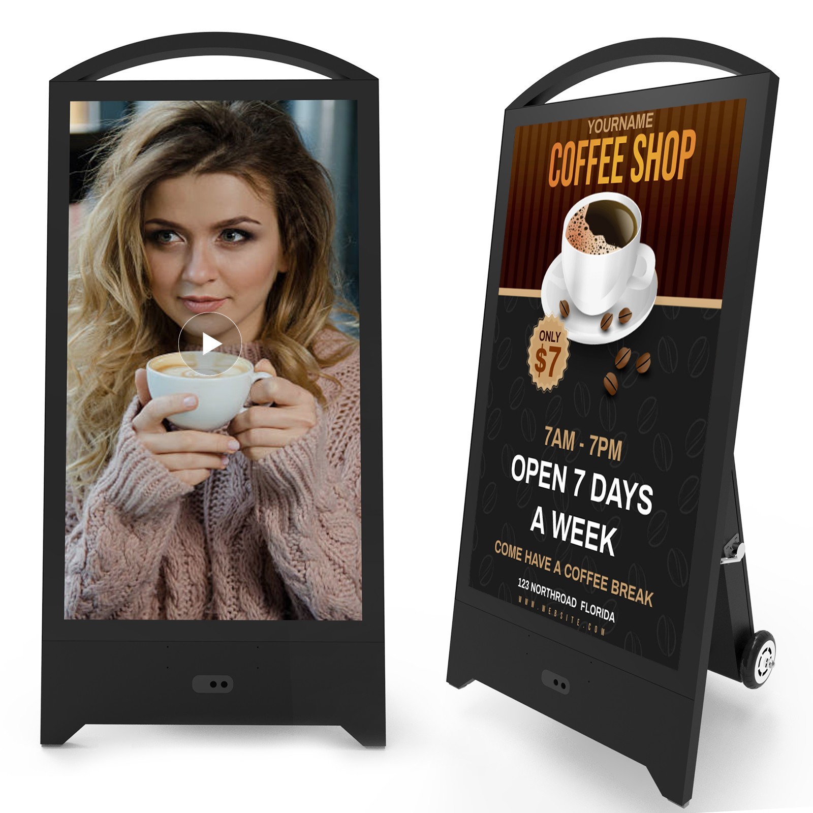 32″ 2000Nits Rechargeable Digital Signage IP65 Waterproof Portable LCD Kiosk