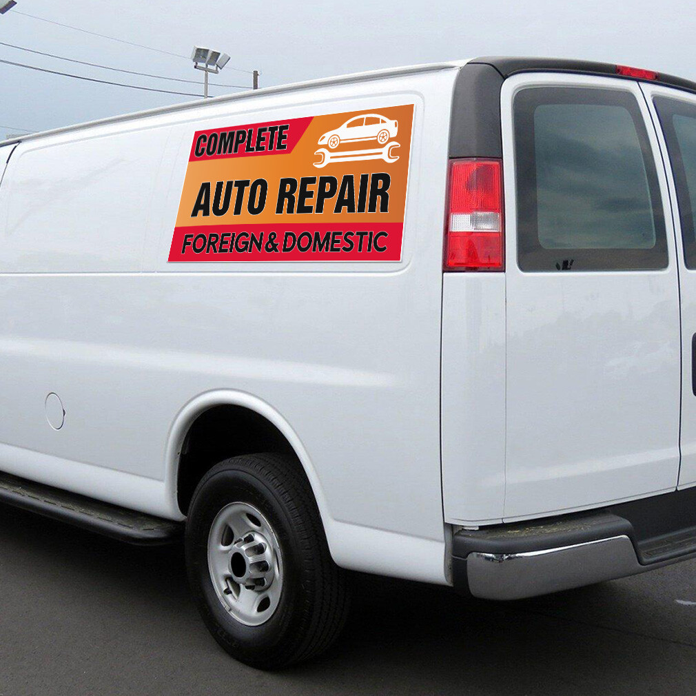 Car Magnet Set of 2 Complete Auto Repair Foreign & Domestic A Industrial Sign
