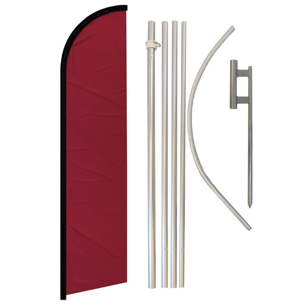 Burgundy Windless Banner Swooper Advertising Flag Pole Kit Solid Color Flag