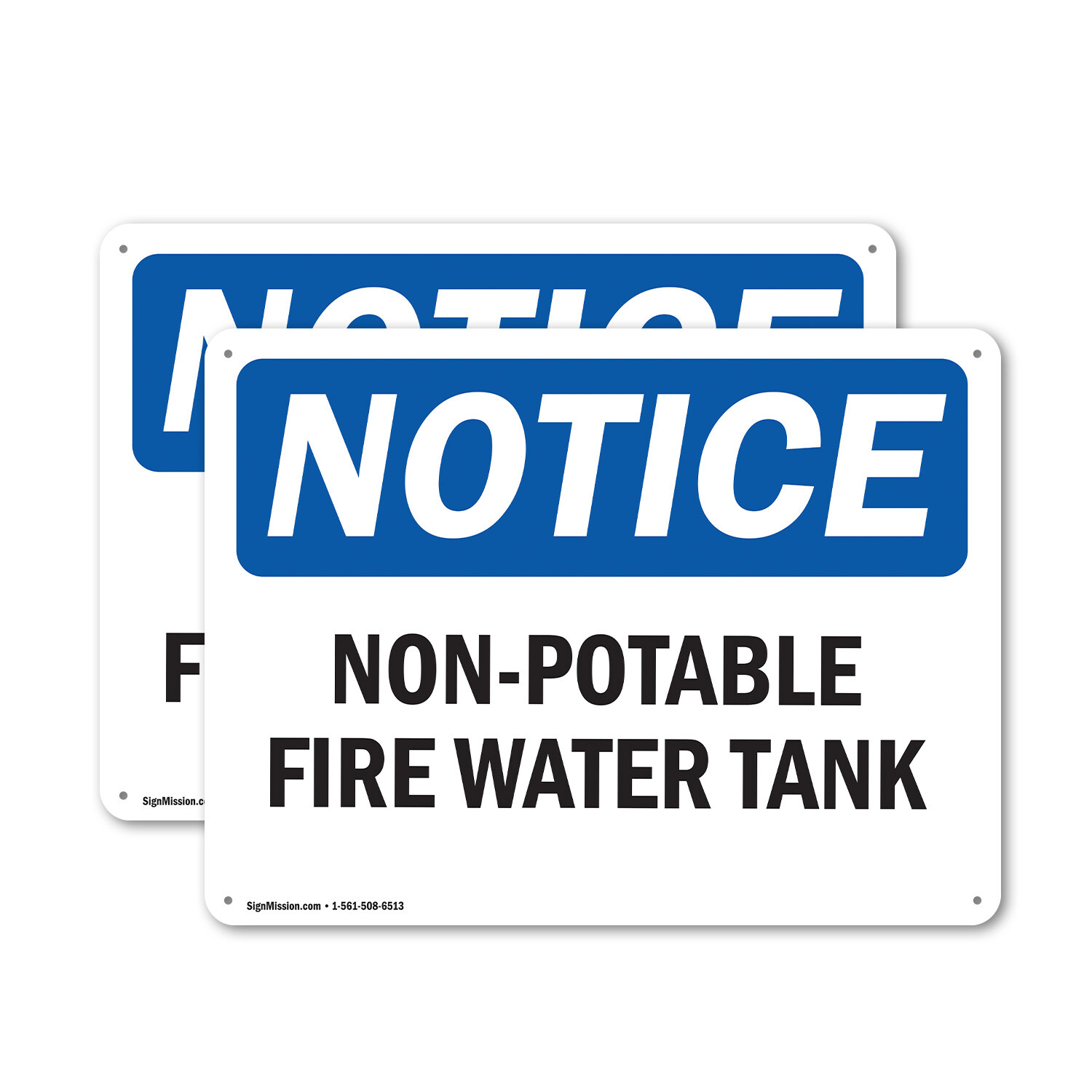 (2 Pack) Non-Potable Fire Water Tank OSHA Notice Sign Decal Metal Plastic