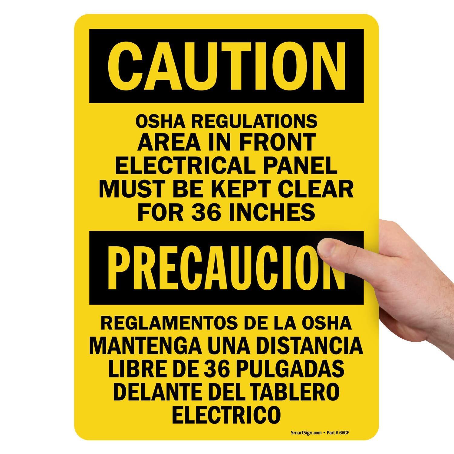 “Caution – Area In Front Of Electrical Panel Must Be Clear For 36 Inches” Bil…