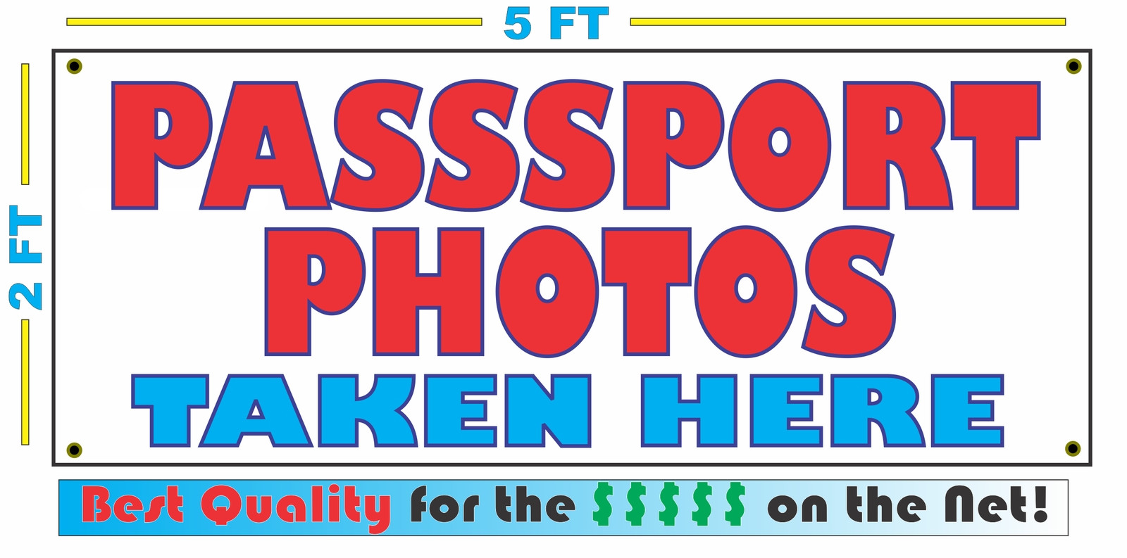 PASSPORT PHOTOS TAKEN HERE Banner Sign NEW Larger Size Super High Quality