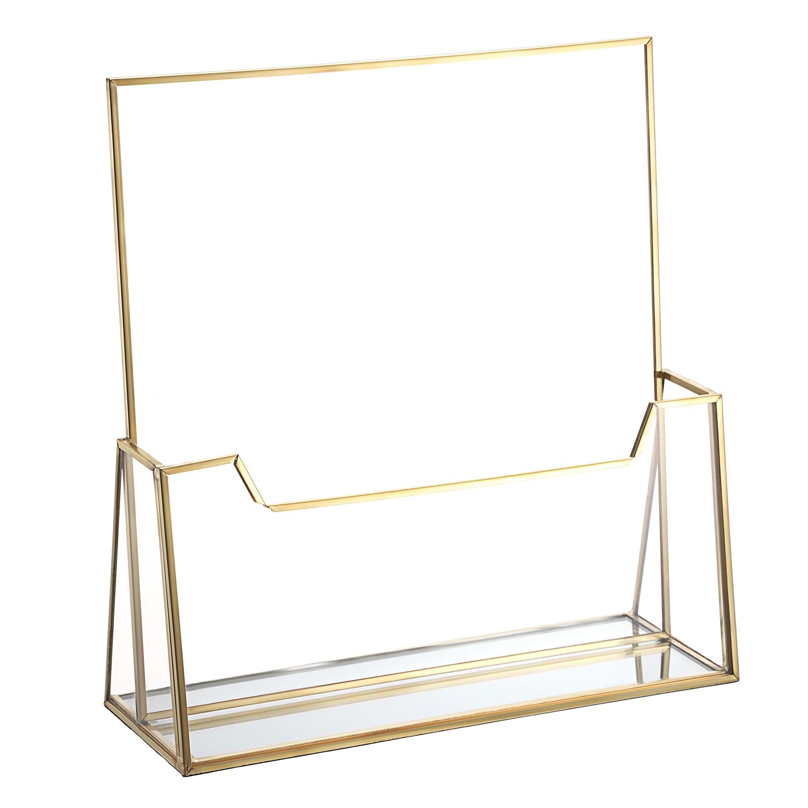 BTSKY Golden Glass Brochure Holder 8.5 x 11 Inches, Countertop Clear+Gold