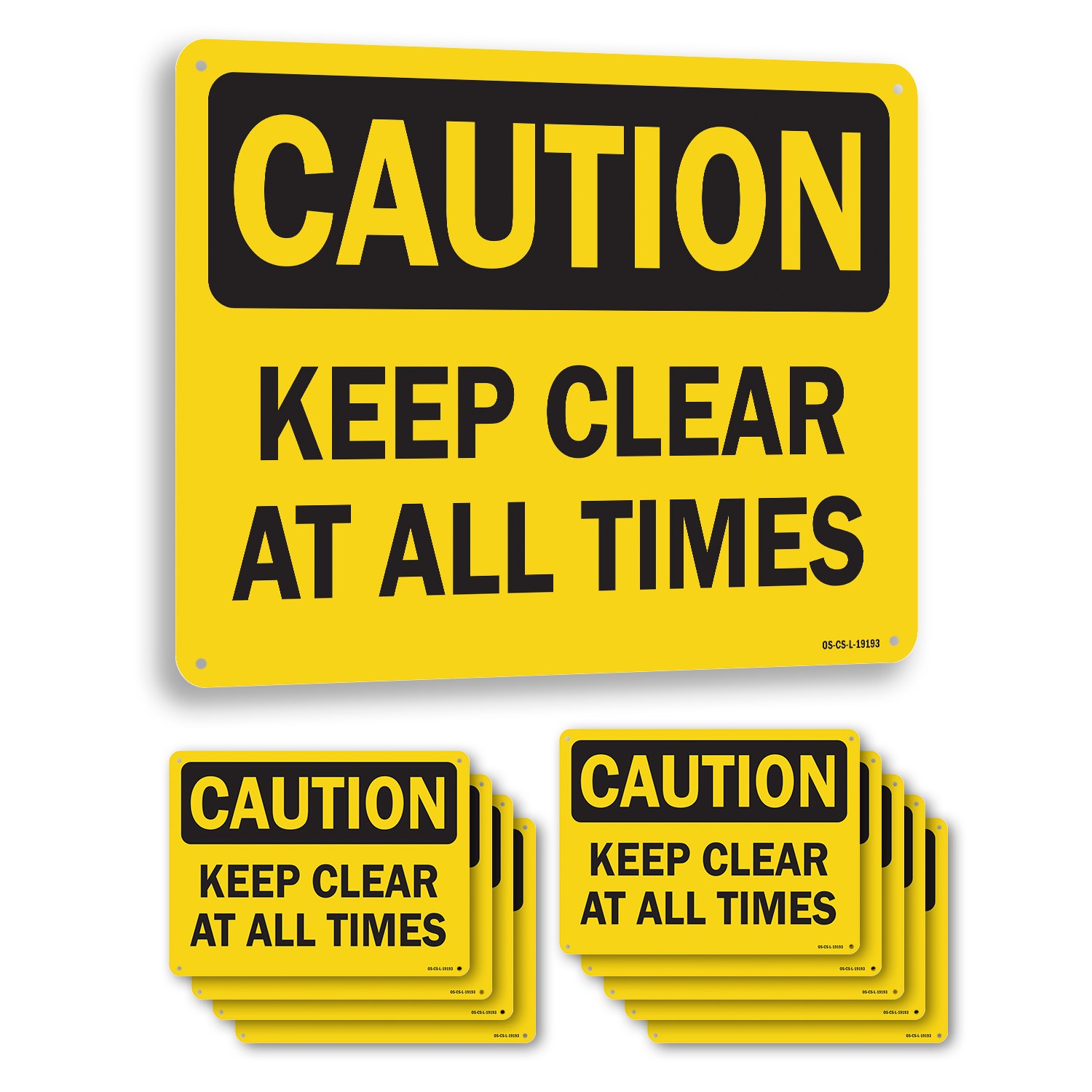 Keep Clear At All Times OSHA Caution Sign Metal, Plastic, Decal – 5 or 10 Pack