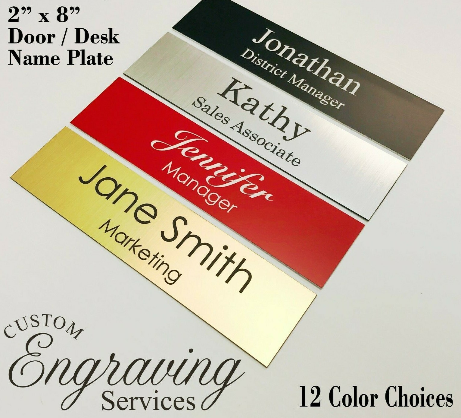 NAME PLATE OFFICE DESK DOOR STALL PLATE 2″X8″ SIGN PLAQUE – PREMIUM QUALITY