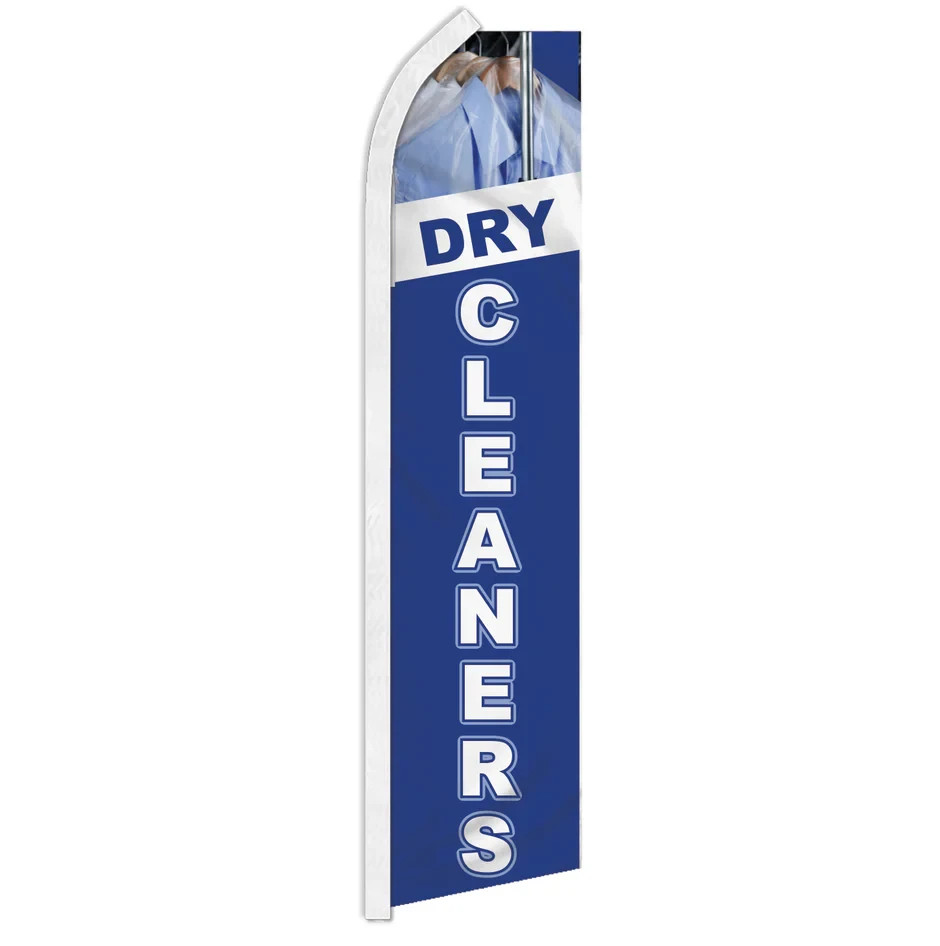 Dry Cleaners Blue Swooper Flutter Advertising Feather Flag Clothes Launder Flag