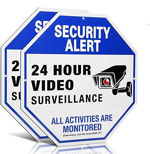 2-Pack Security Camera Sign Video Surveillance Signs Outdoor UV Printed 40 Mi…