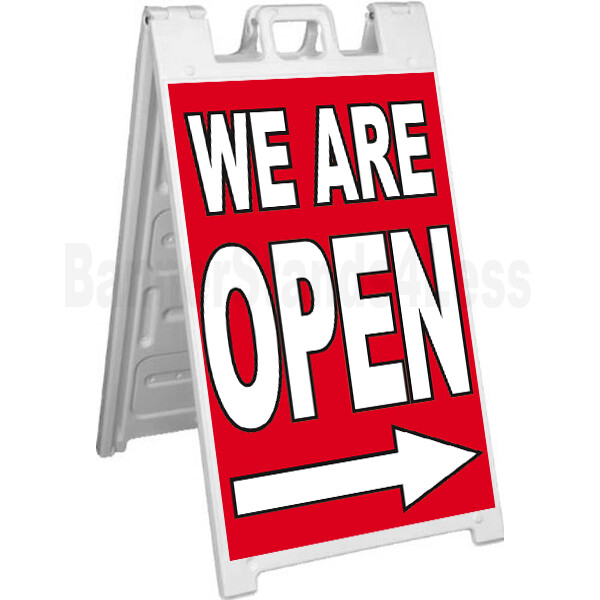 WE ARE OPEN A-Frame Sign Signicade Sidewalk Pavement Banner Street Sign rb