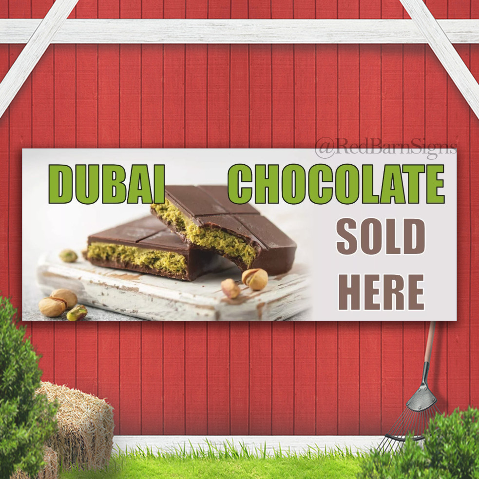 DUBAI CHOCOLATE Advertising Banner Vinyl Sign Sweets Store Candy Cookies