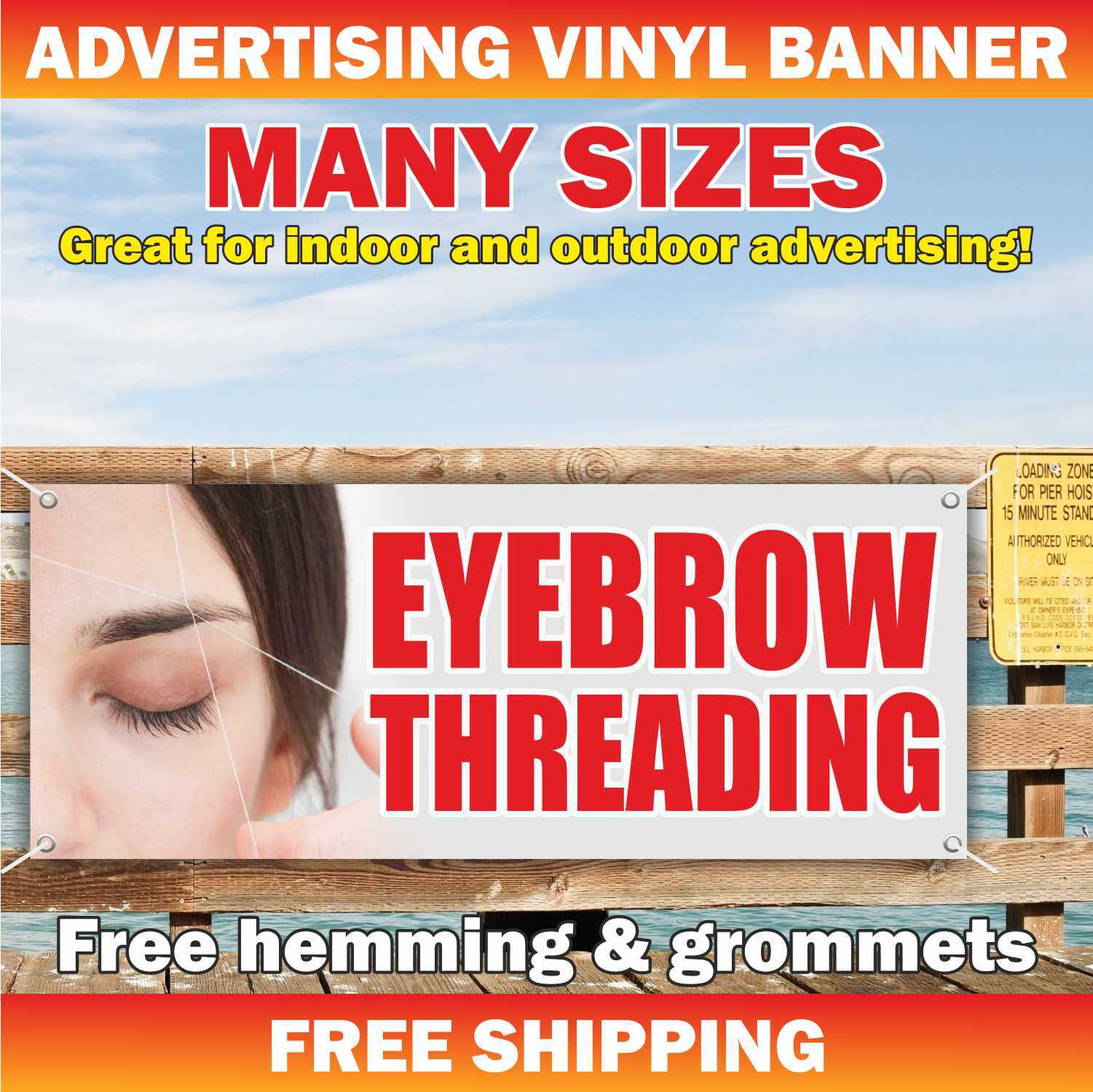 EYEBROW THREADING Advertising Banner Vinyl Mesh Sign beauty salon barber hairs