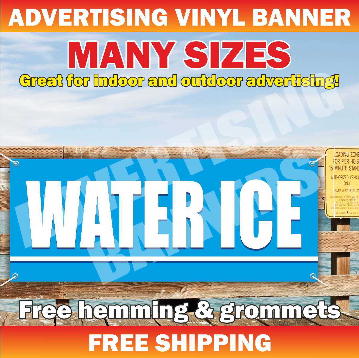 WATER ICE Advertising Banner Vinyl Mesh Sign Cold Drink Lemonade Juice Ice Cream