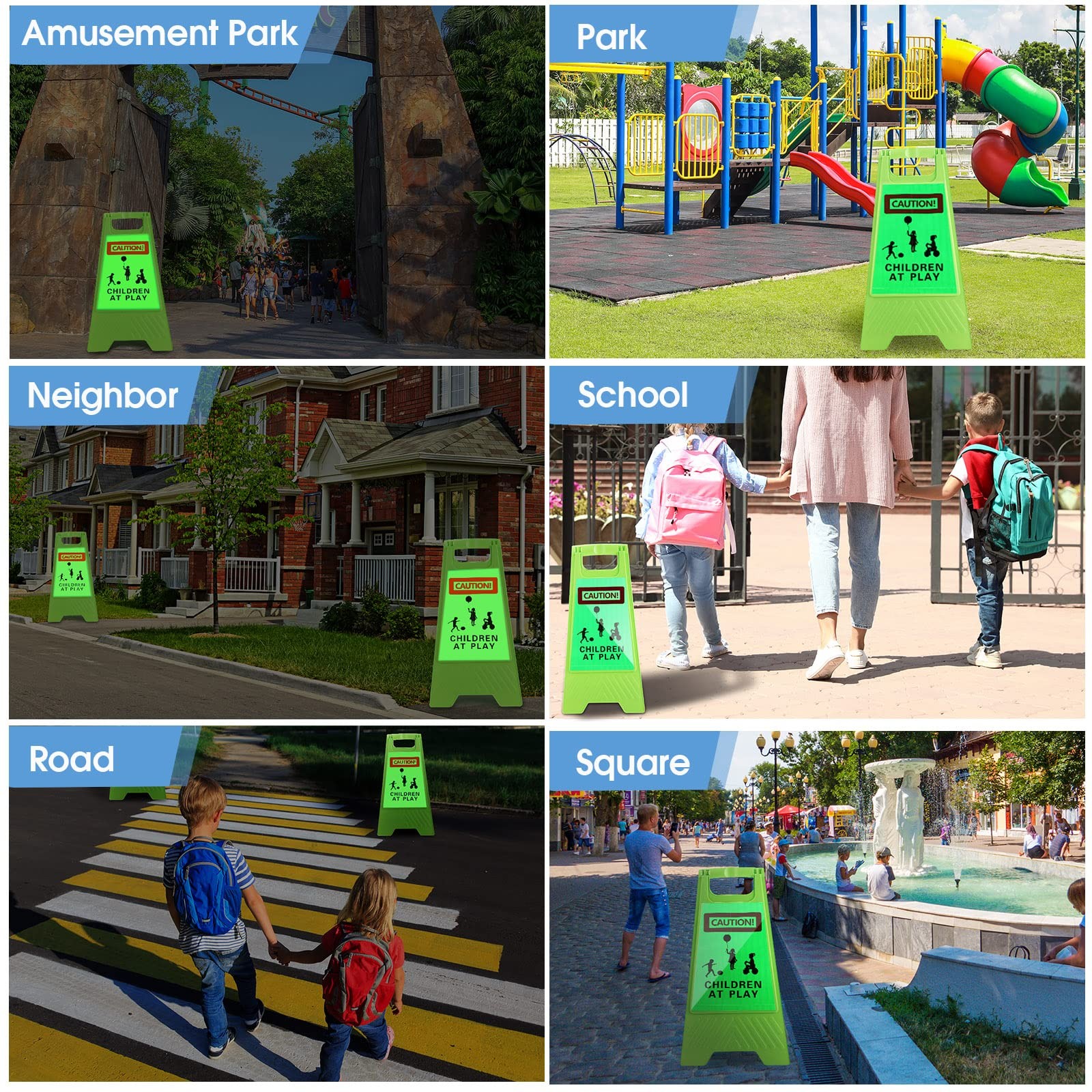 4 Pcs 24 Inch Large Slow Down Kids at Play Sign – Reflective Kids Playing Sig…