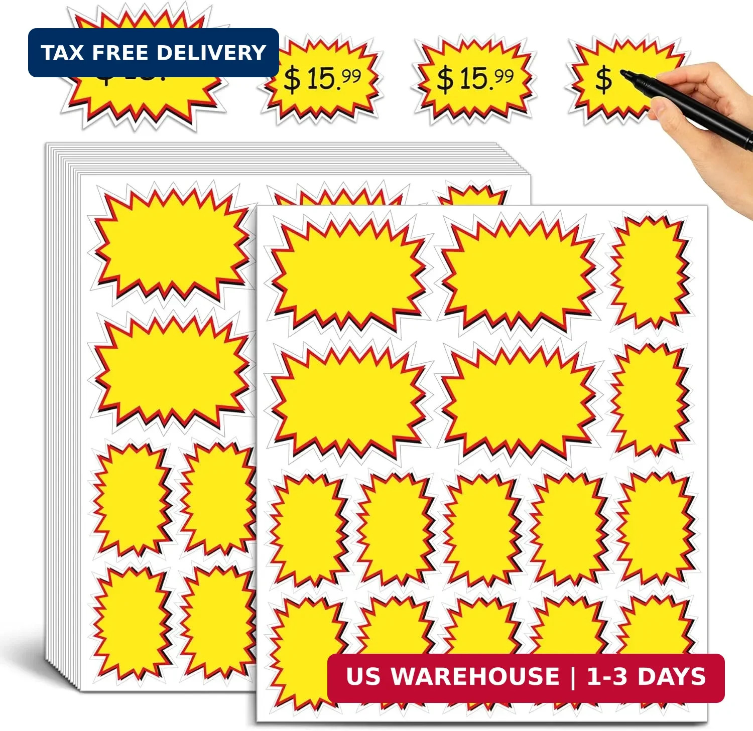 400 Pcs Removable Garage Sale Stickers,3″x 4″ &2″ x 3 Adhesive Yard Sale Price S
