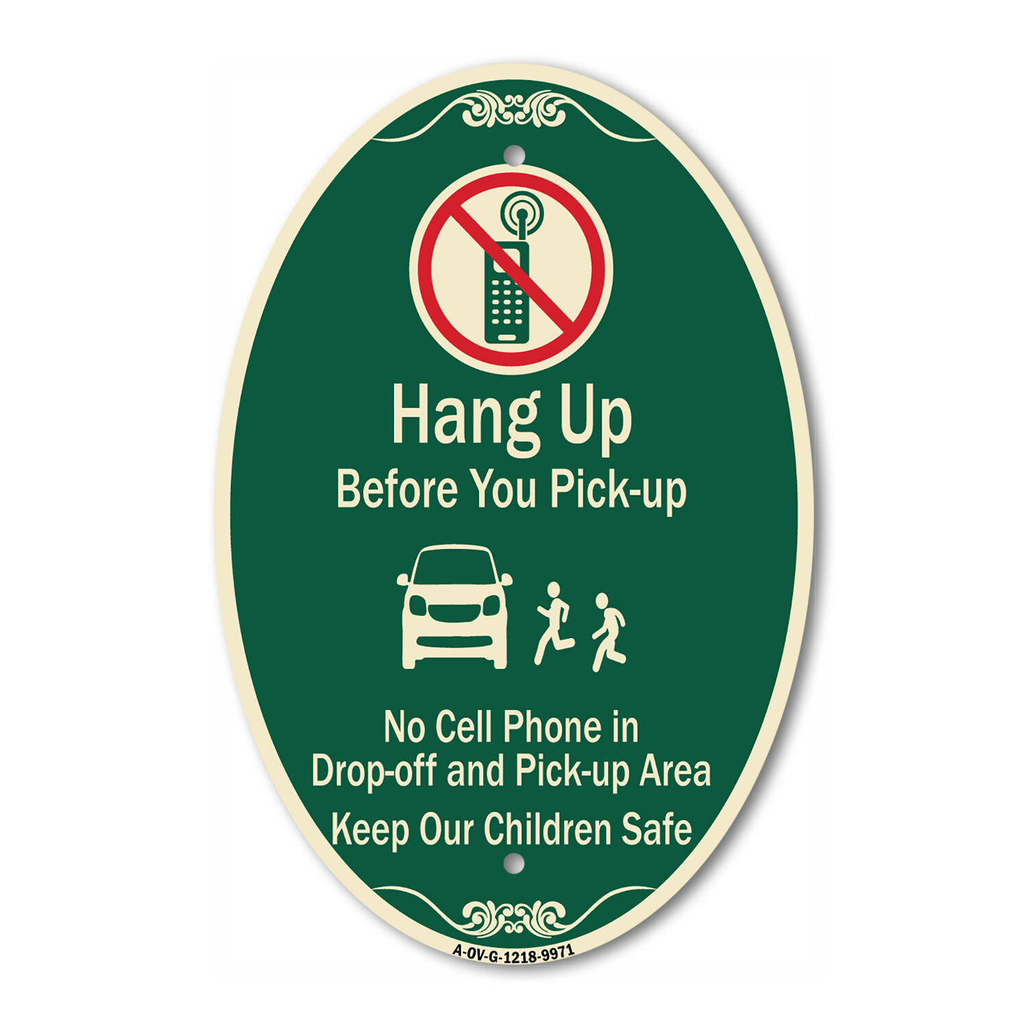 Designer Series Oval – Hang-up Before You Pick-up 12″ x 18″ Heavy-Gauge Aluminum