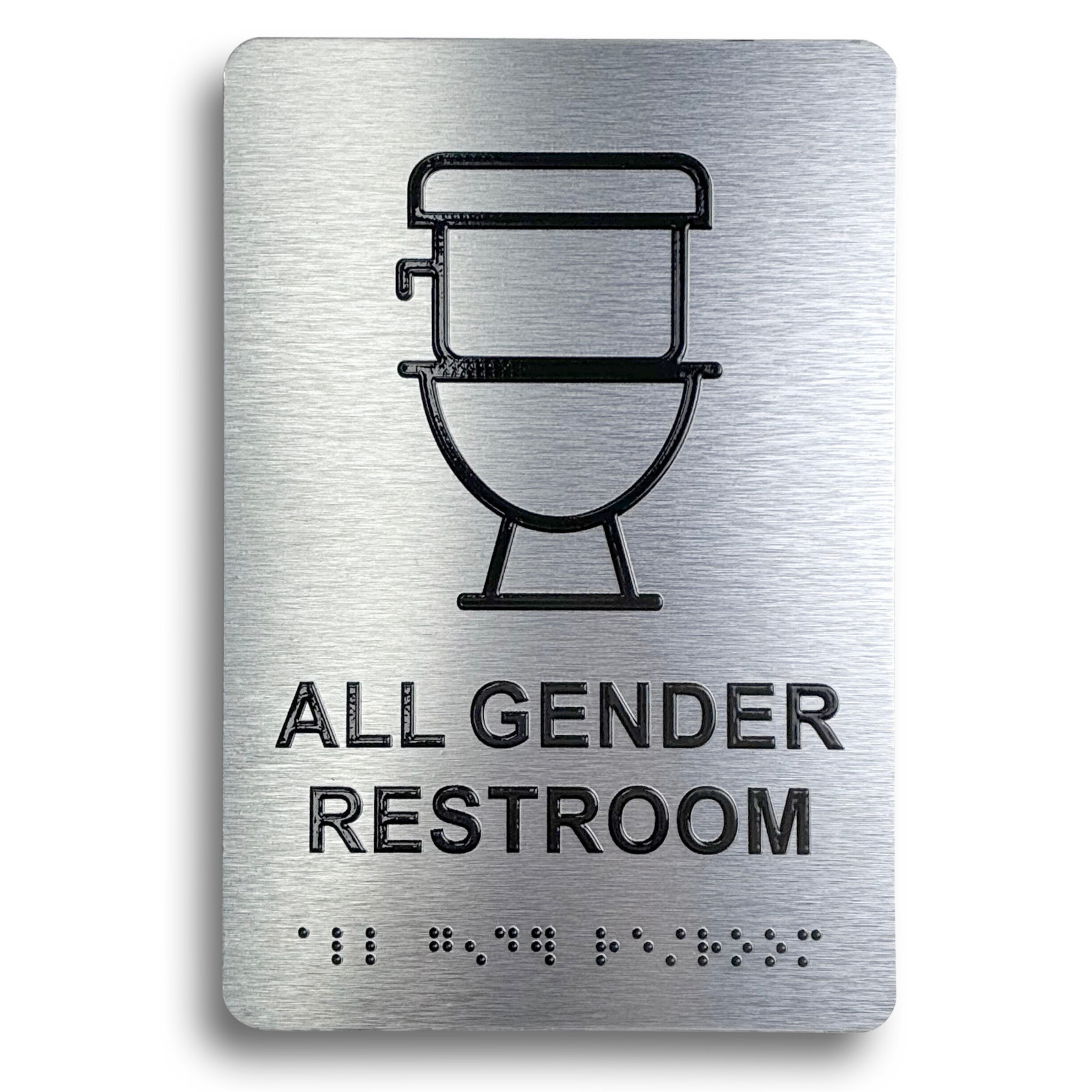 Unisex Restroom Sign with Braille, Aluminum 9 x 6″ ADA Restroom Sign