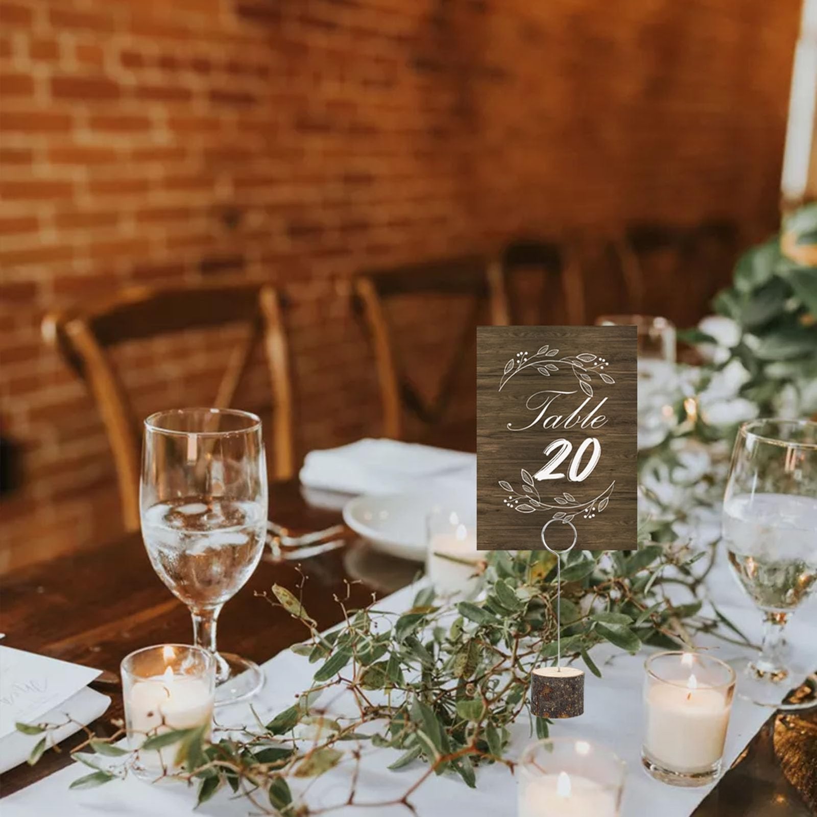26 PCS Rustic Table Number Cards 125 With Wood Holders For Wedding Party