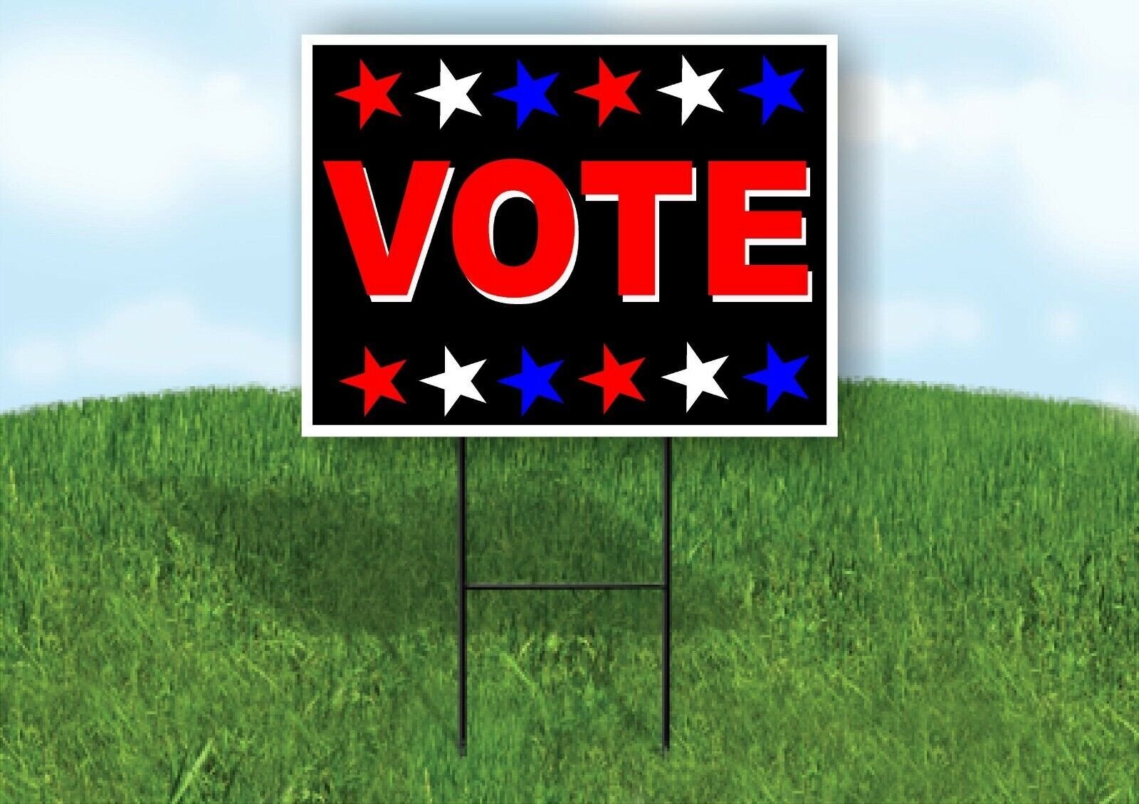 VOTE RED WHITE BLUE STARS Yard Sign with Stand LAWN SIGN