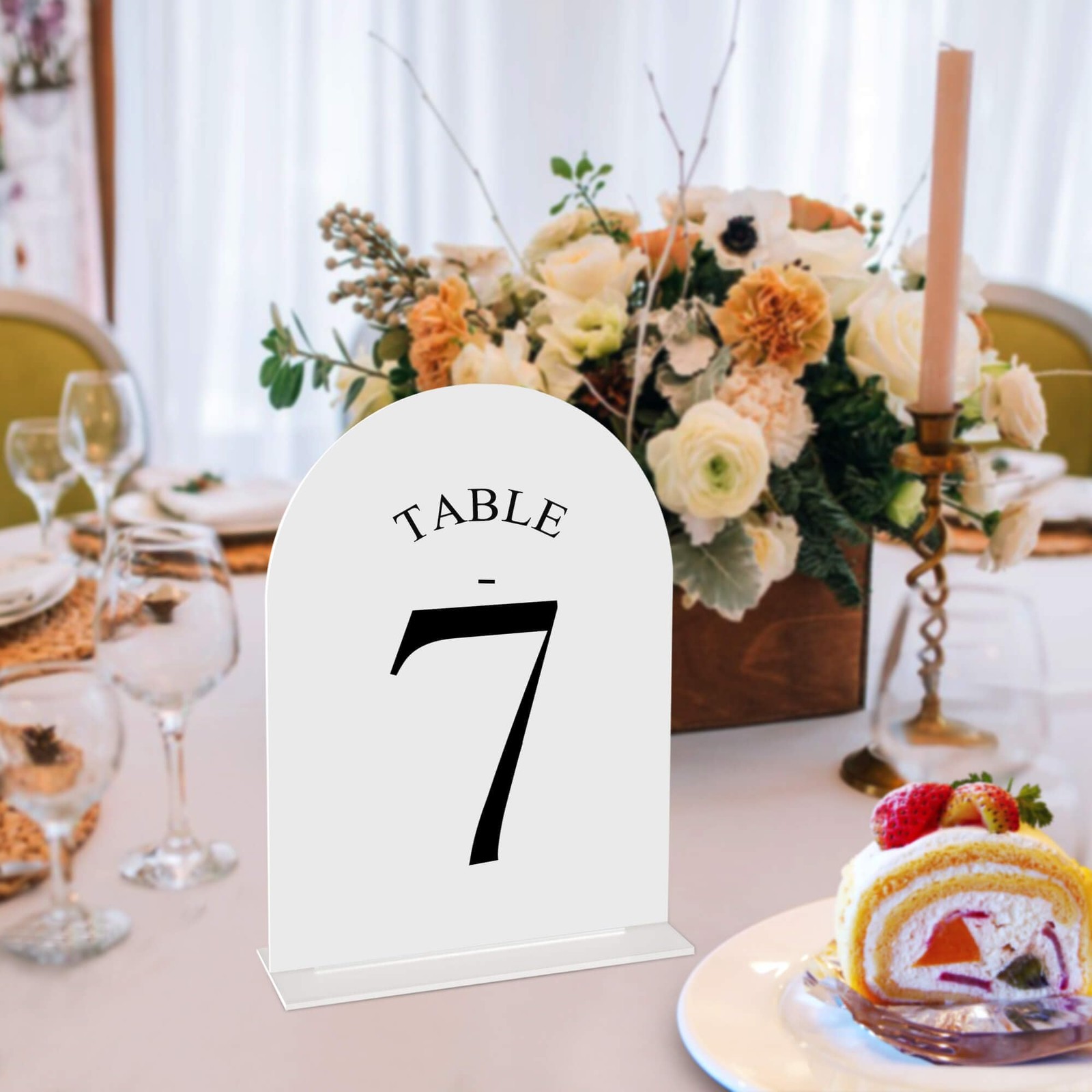 Arch Wedding Table Numbers 1-10 with Stands – Double-Sided Printed 5″ X 7″ Ac…