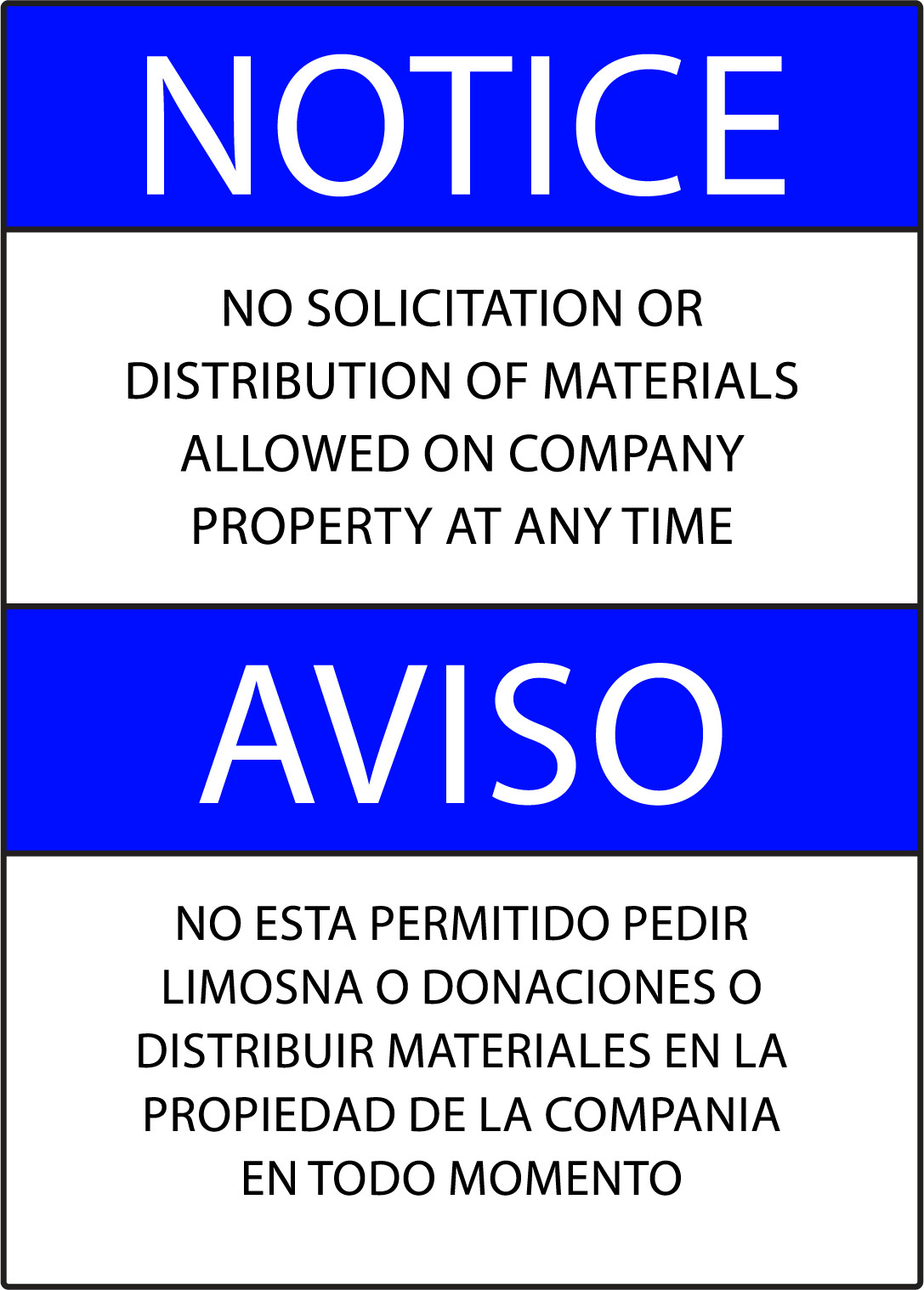 NOTICE NO SOLICITATION DISTRIBUTION MATERIALS 1 | Adhesive Vinyl Sign Decal